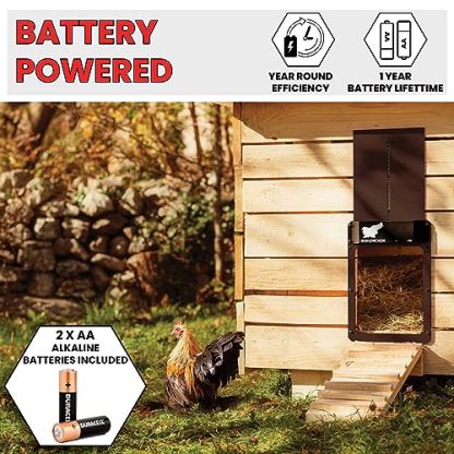 RUN-CHICKEN Door (Brown) Automatic Chicken Coop Door Opener with Timer