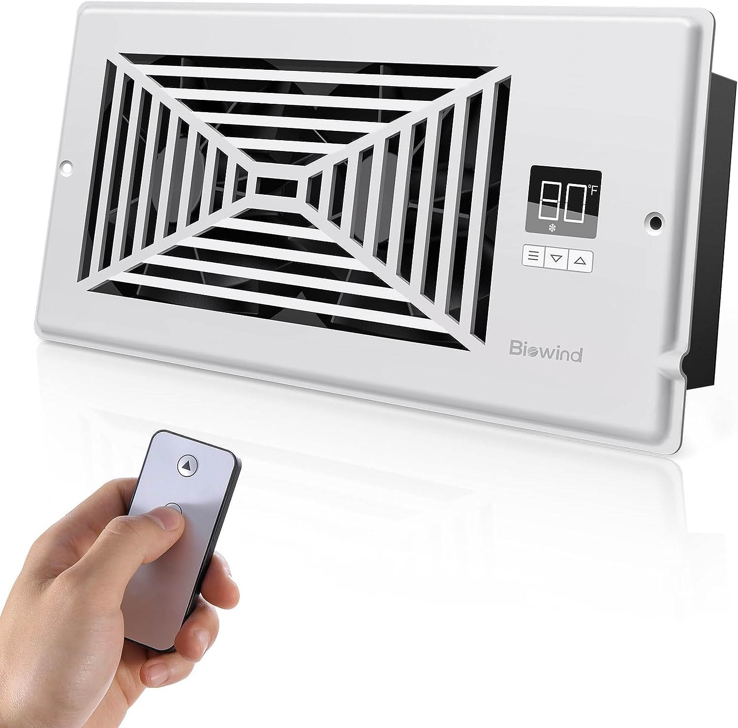 BIOWIND Quiet Register Booster Fan, Smart Register Vent Fits 4" x 10" Register Holes