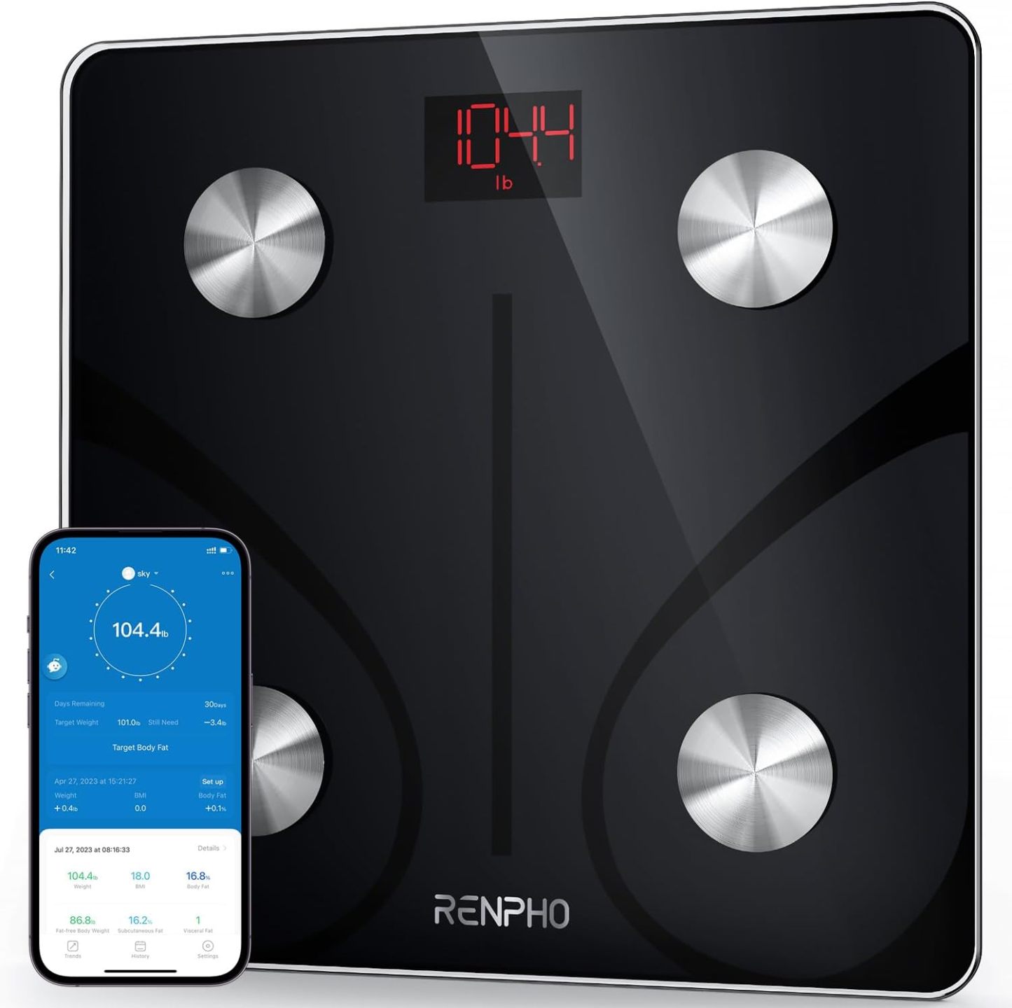 RENPHO Smart Scale for Body Weight, Digital Bathroom Scale BMI Weighing Bluetooth Body Fat Scale