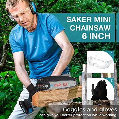 Saker Mini Chainsaw,6 Inch Portable Electric Chainsaw Cordless