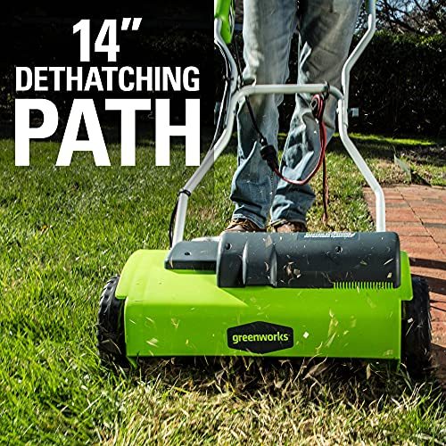 Greenworks 10 Amp 14” Corded Electric Dethatcher (Stainless Steel Tines)