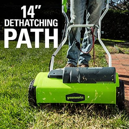 Greenworks 10 Amp 14” Corded Electric Dethatcher (Stainless Steel Tines)