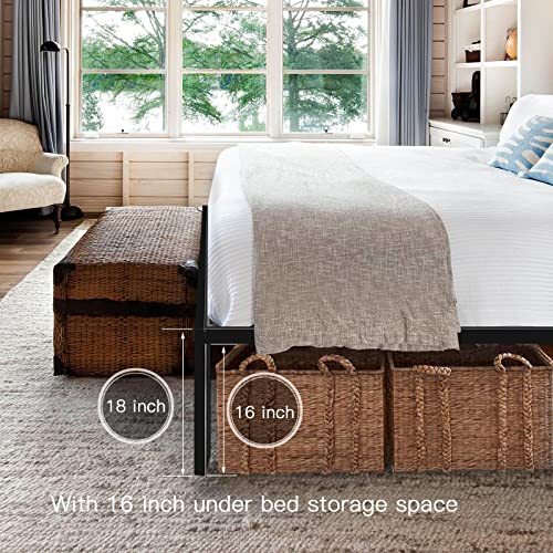 HAAGEEP 18 Inch Queen Bed Frame No Box Spring Needed High Platform Bedframes