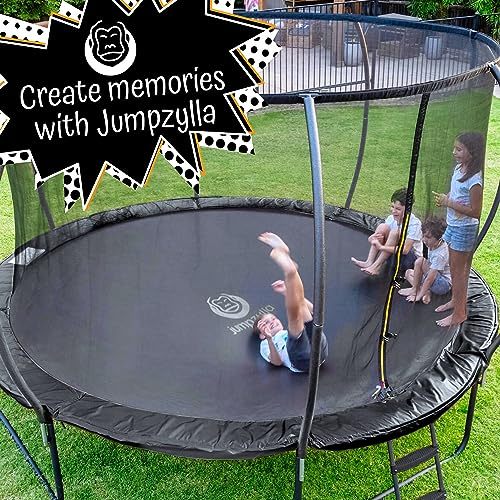 JUMPZYLLA Recreational Trampoline with Enclosure and Ladder, Galvanized Anti-Rust Coating