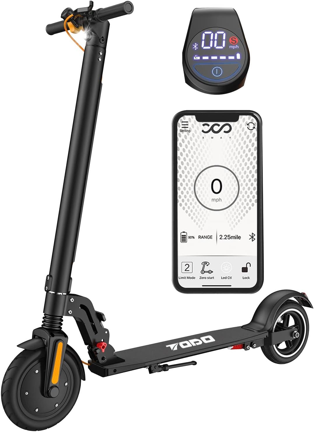 TODO Foldable Electric Scooter for Adults, Max 15MPH, 8.5" Solid Tires