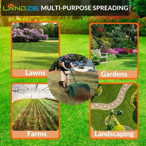 Landzie Lawn & Garden Spreader with Upgraded Side Clasps - 24" x 17" Inch Peat Moss Spreader and Compost Spreader