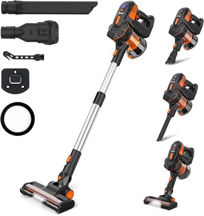 INSE Cordless Vacuum Cleaner, 6-in-1 Rechargeable Stick Vacuum, 45mins Runtime