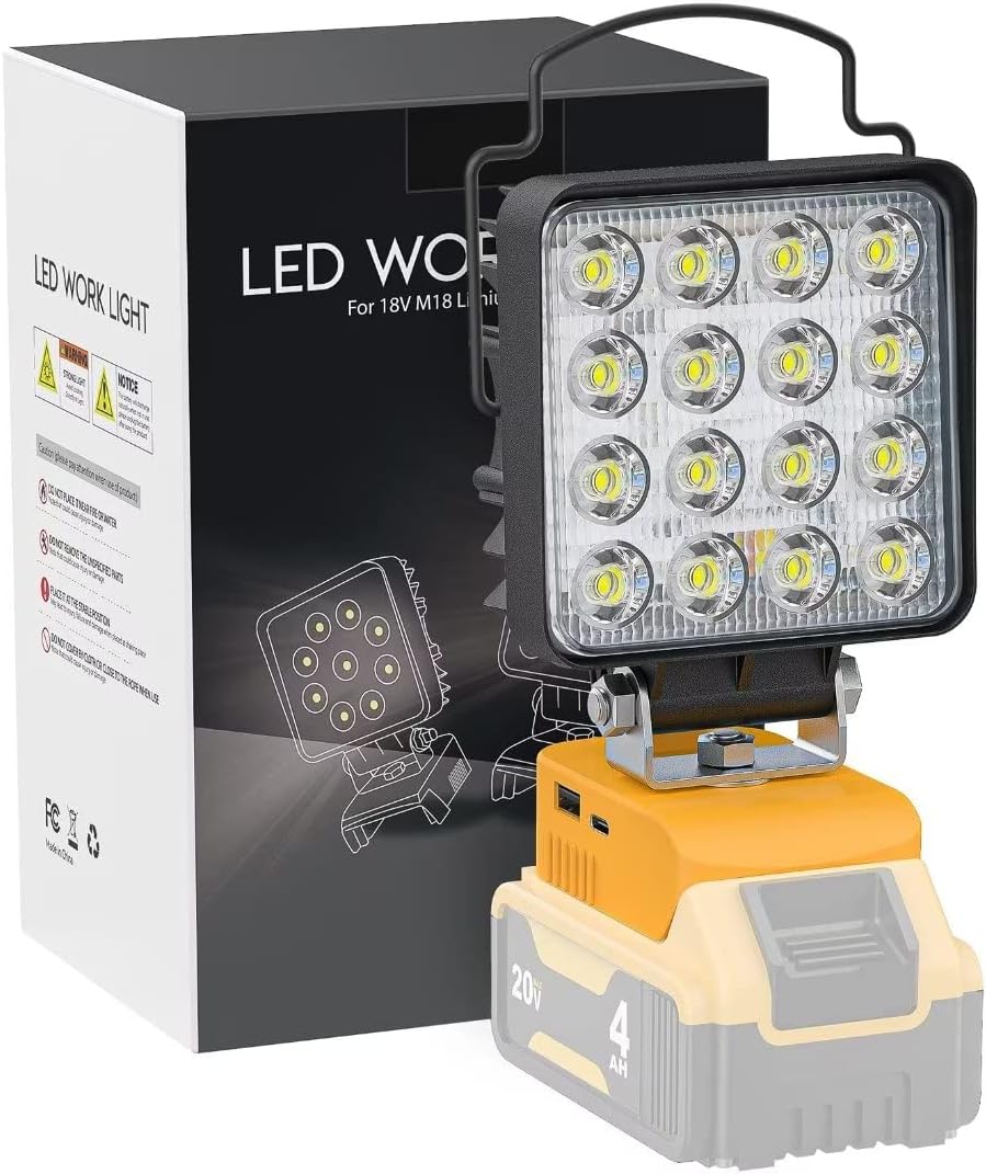 LIVOWALNY Cordless 20V Max LED Work Light for Dewalt 20v Battery 48W Flashlight