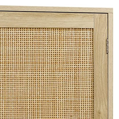 Finnhomy Sideboard Buffet Kitchen Storage Cabinet with Rattan Decorated Doors, Dining Room