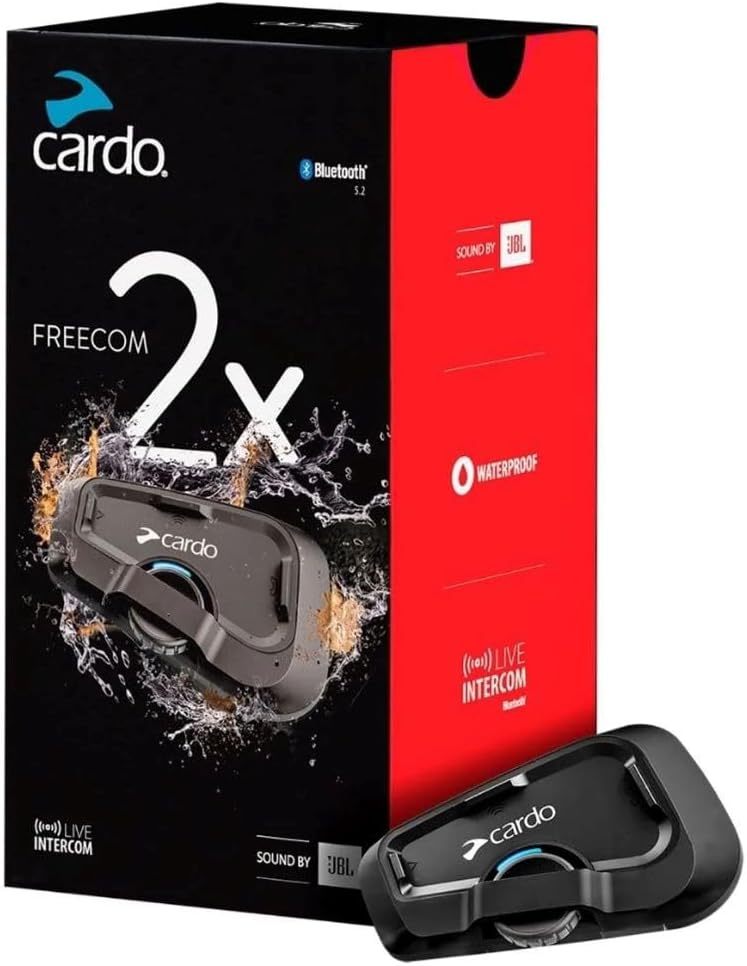 Cardo Systems FREECOM 2X Motorcycle 2-Way Bluetooth Communication System Headset - Black