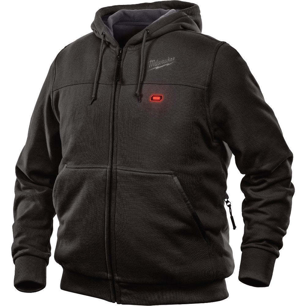 Milwaukee Hoodie M12 12V Lithium-Ion Heated Jacket KIT Front and Back Heat Zones - Battery and Charger Included - (Large, Black)