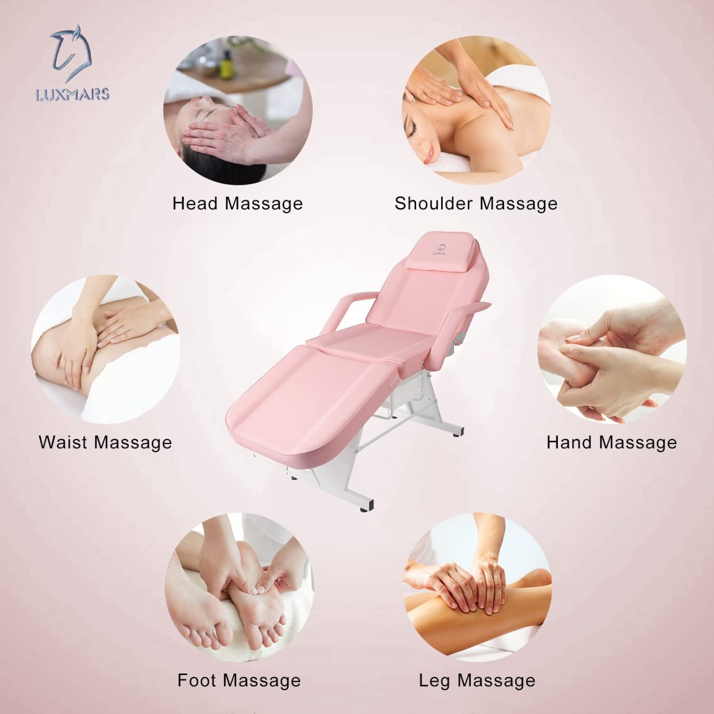 LUXMARS Facial Chair, Tattoo/Salon Bed with Hydraulic Stool for Professional Massage Facial Lash Beauty Treatment Spa