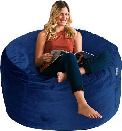 HABUTWAY Bean Bag Chair 3Ft Luxurious Velvet Ultra Soft Fur with High-Rebound Memory Foam