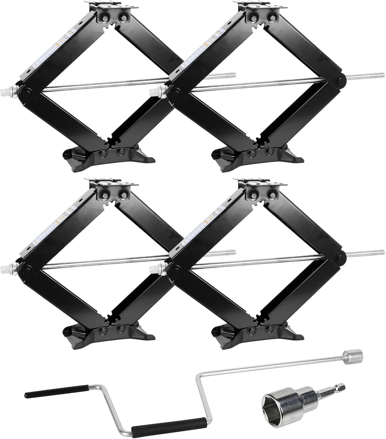 WEIZE Camper RV Trailer Stabilizer Leveling Scissor Jacks with Handle 24" 6500lbs Set of 4