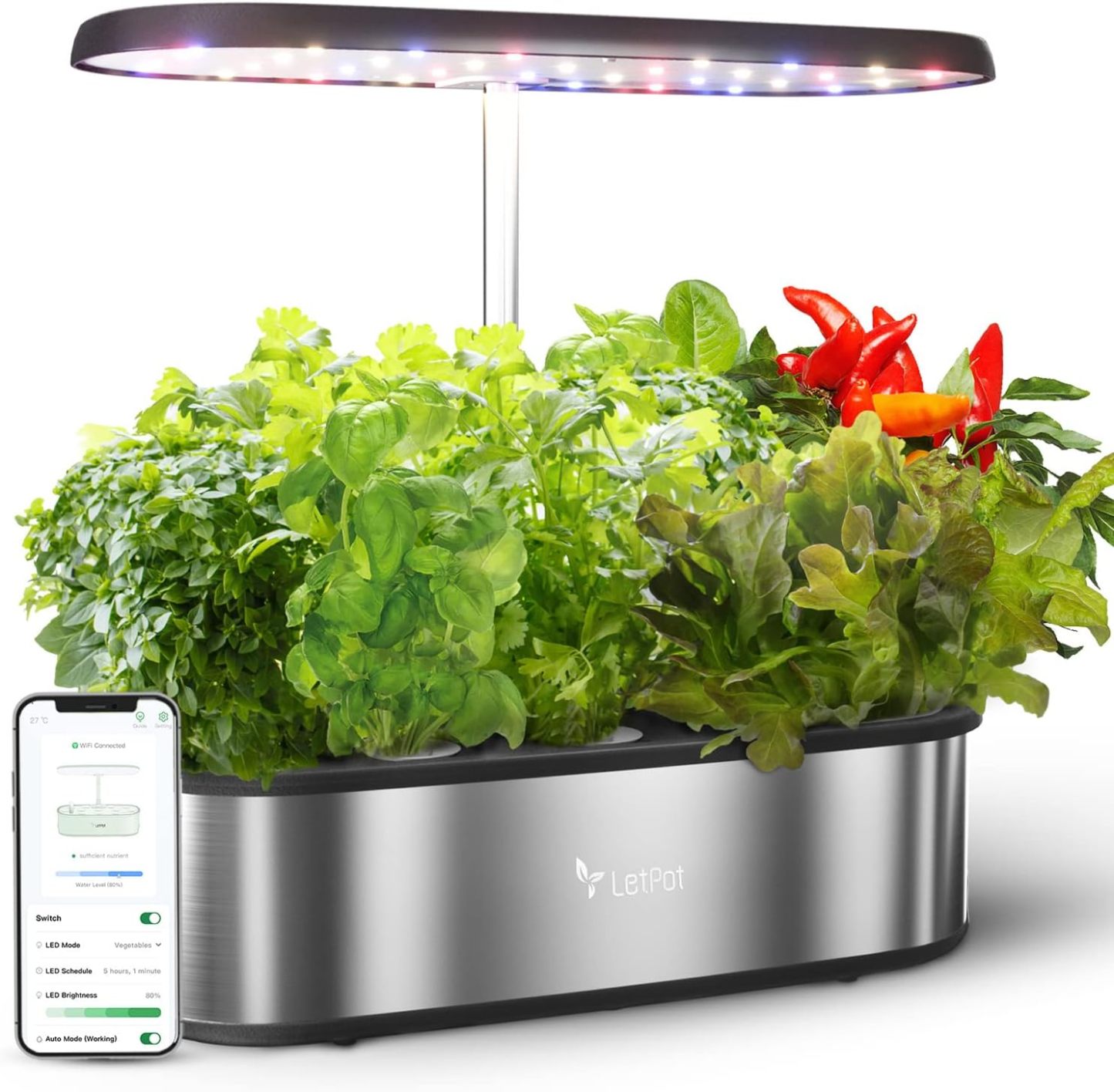 LetPot LPH-SE Hydroponics Growing System, 12 Pods Smart Herb Garden Kit Indoor