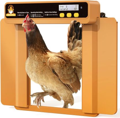 Chickcozy Automatic Chicken Coop Door Opener with Timer, Programmable Light Sensor, Battery Powered LCD Screen