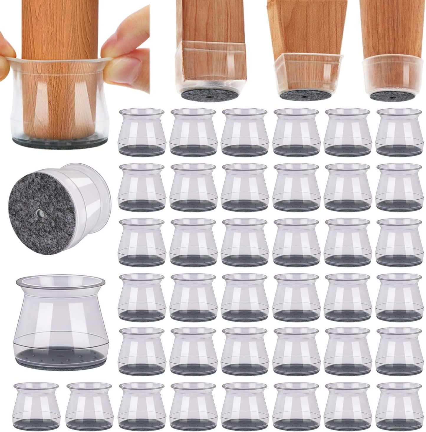 BUMACO 40Pcs Chair Leg Floor Protectors Silicone Covers to Protect Floors