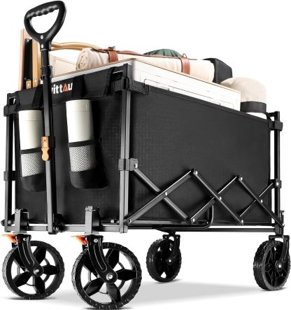 Uyittour Collapsible Wagon Cart Heavy Duty Foldable, Utility Grocery Wagon for Camping Sports Shopping