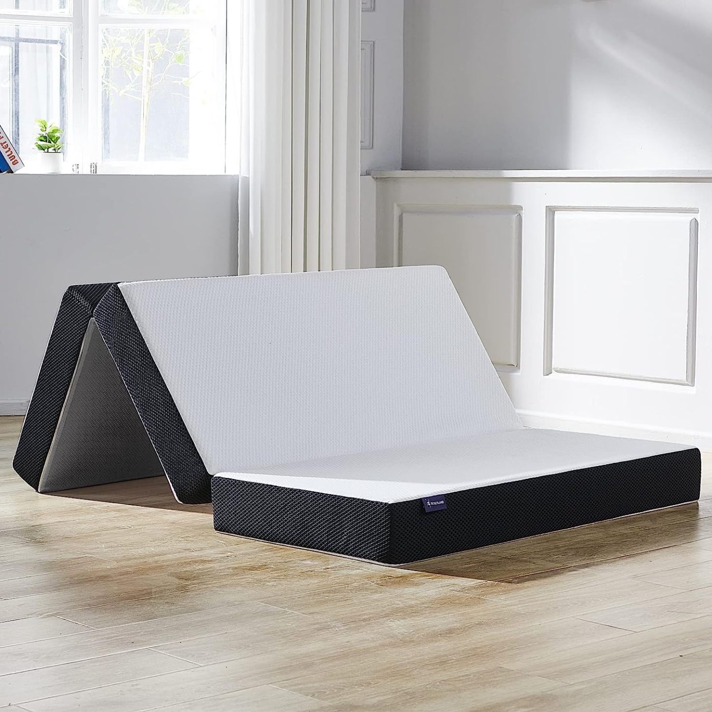 S SECRETLAND Folding Mattress, 3 inch Tri-fold Memory Foam Mattress Topper with Washable Cover