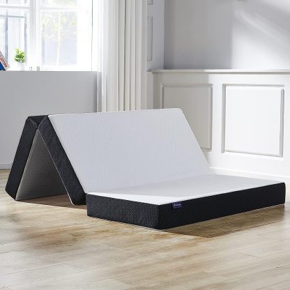 S SECRETLAND Folding Mattress, 3 inch Tri-fold Memory Foam Mattress Topper with Washable Cover