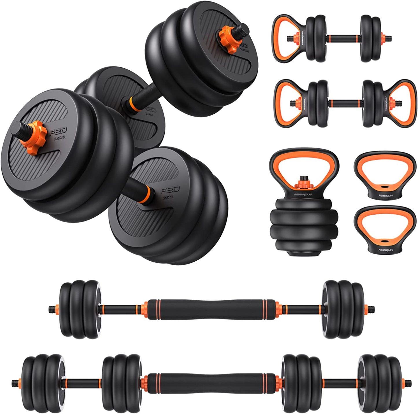 FEIERDUN Adjustable Dumbbells, 50lbs Free Weight Set with Connector