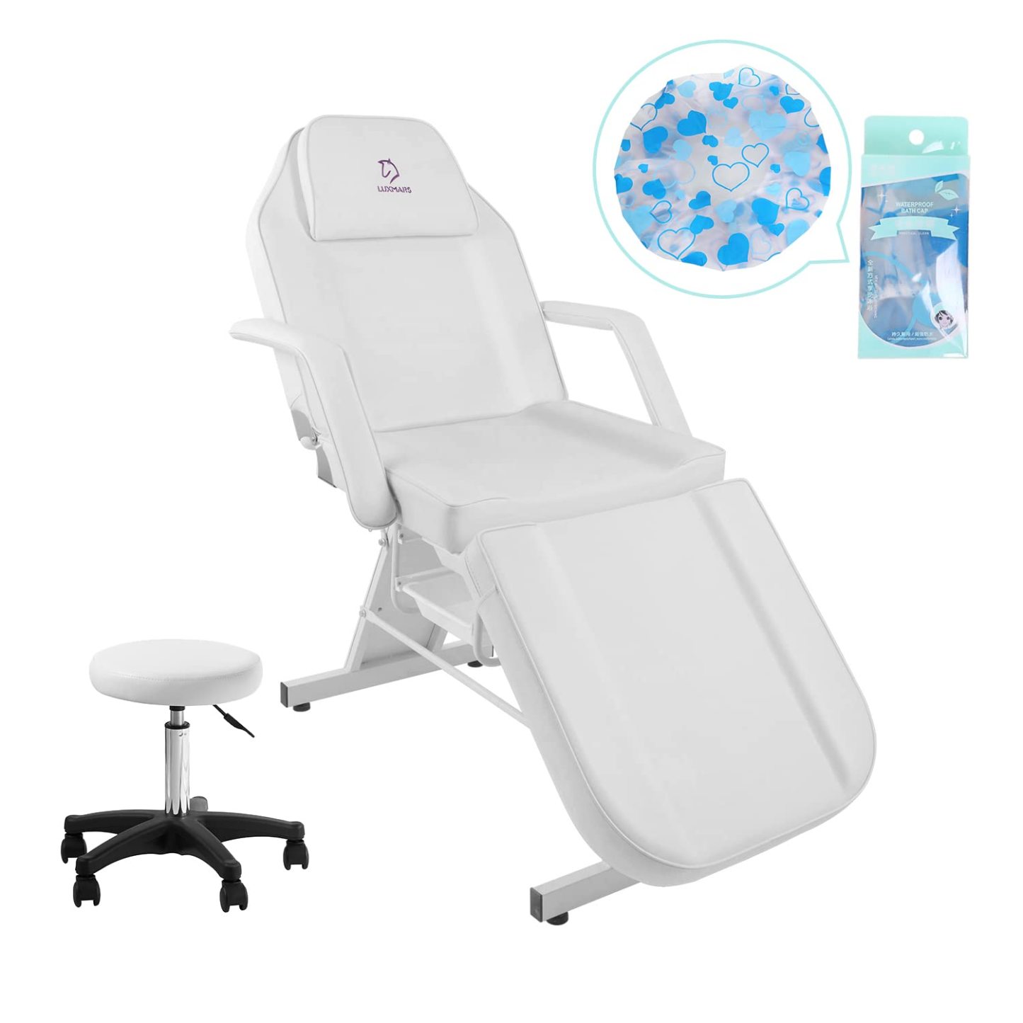 LUXMARS Facial Chair, Tattoo/Salon Bed with Hydraulic Stool for Professional Massage Facial Lash Beauty Treatment Spa