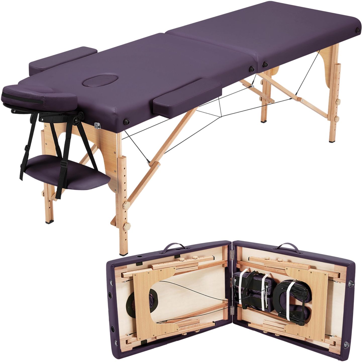 Yaheetech Spa Bed Portable Lash Bed Massage Bed Foldable Spa Tables Adjustable 2 Fold with Non-Woven Bag, Black