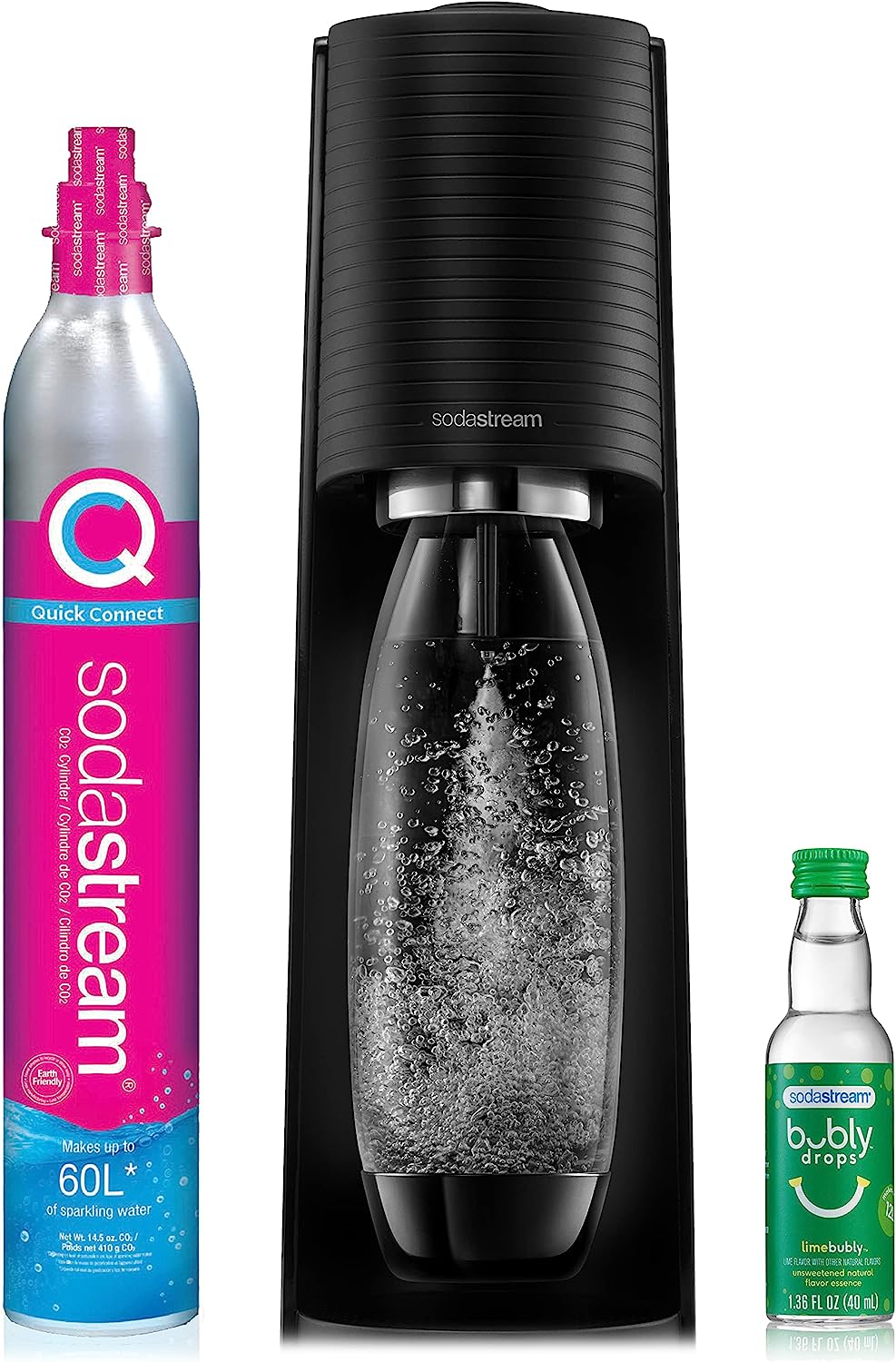 SodaStream Terra Sparkling Water Maker (Black) with CO2, DWS Bottle and Bubly Drop