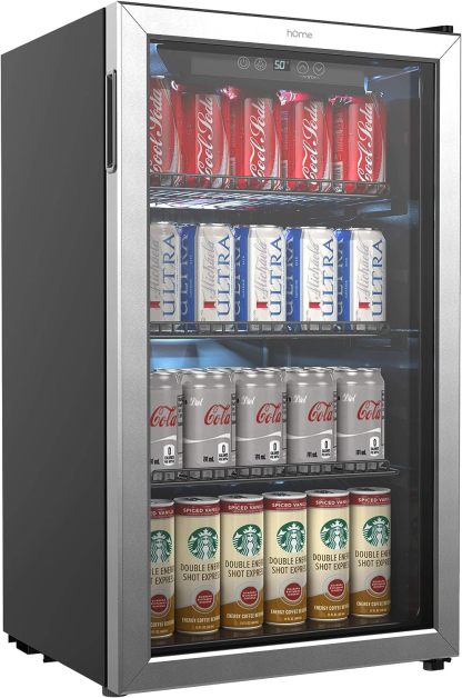 hOmeLabs Beverage Refrigerator and Cooler - 120 Can Mini Fridge with Glass Door for Soda Beer or Wine