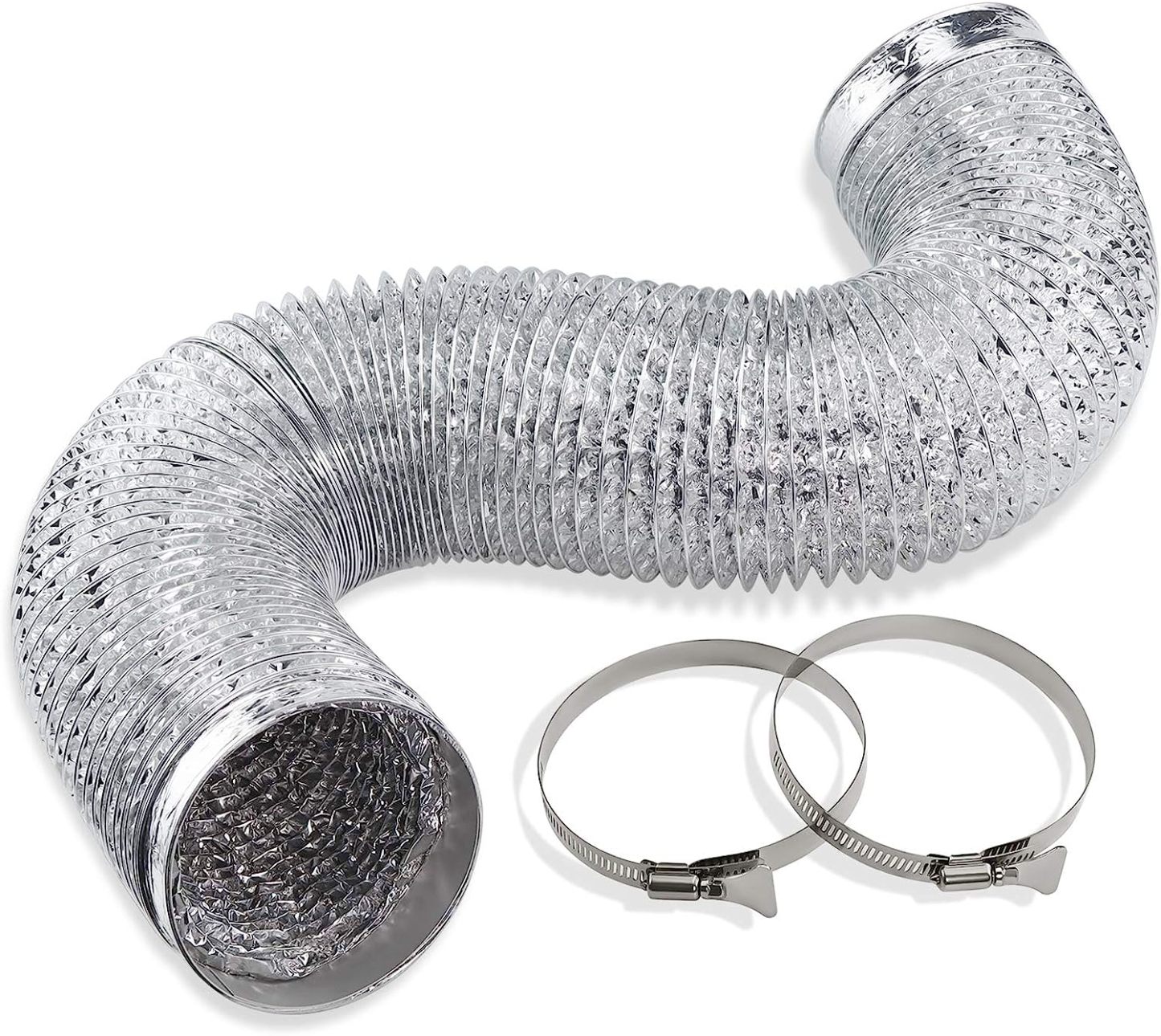 Cenipar Dryer Vent Hose-4 inch Ducting Vent Hose Flexible Aluminum Foil Non-Insulated