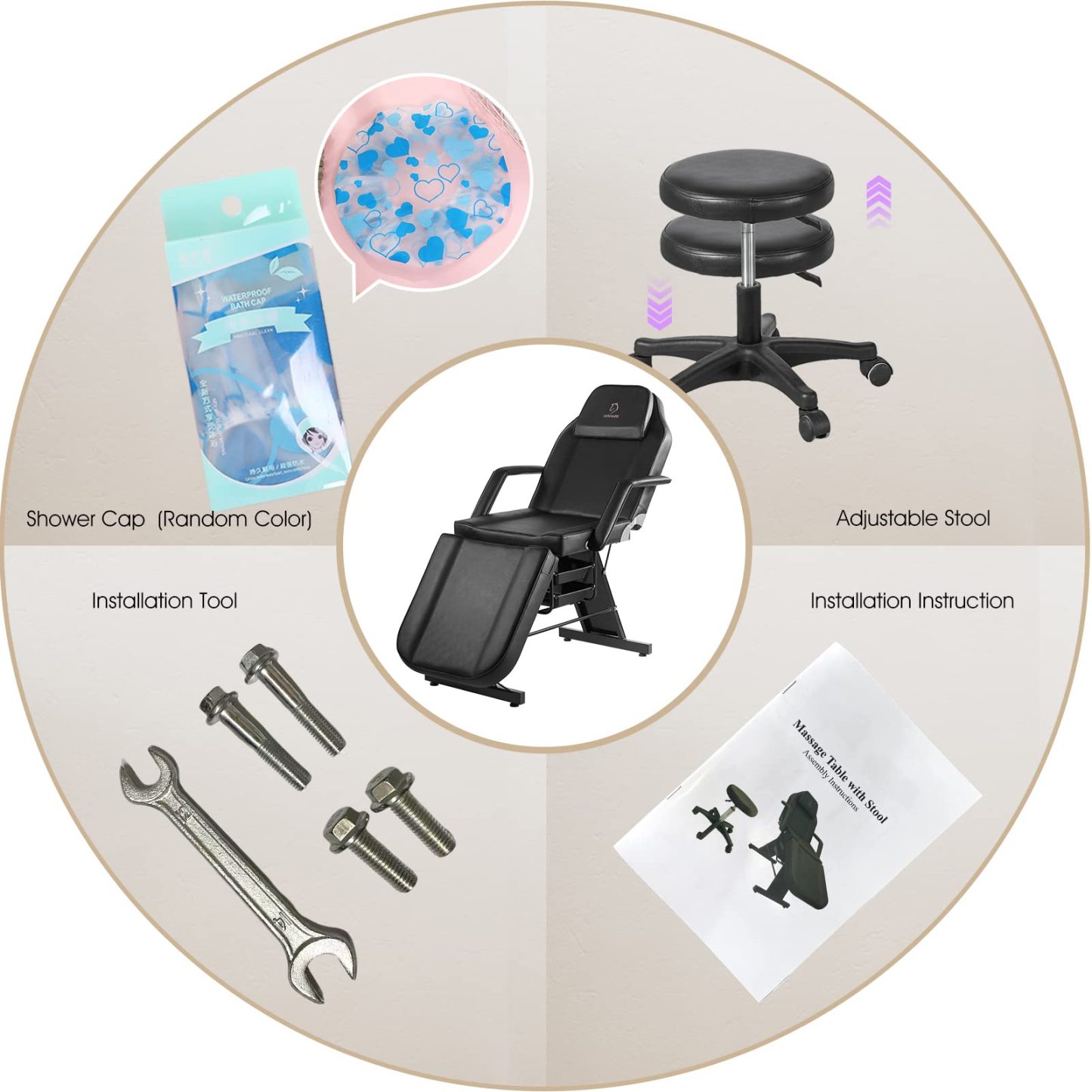 LUXMARS Facial Chair, Tattoo/Salon Bed with Hydraulic Stool for Professional Massage Facial Lash Beauty Treatment Spa
