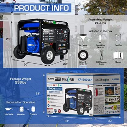 DuroMax XP12000EH Generator-12000 Watt Gas or Propane Powered Home Back Up