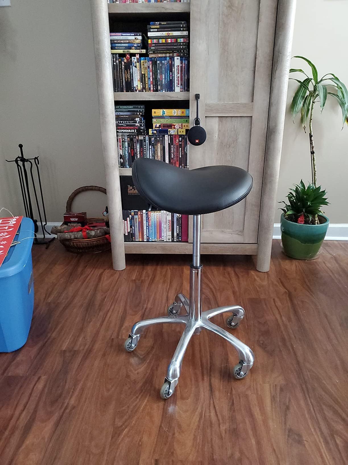 FRNIAMC Professional Saddle Stool with Wheels Ergonomic Swivel Rolling Height Adjustable