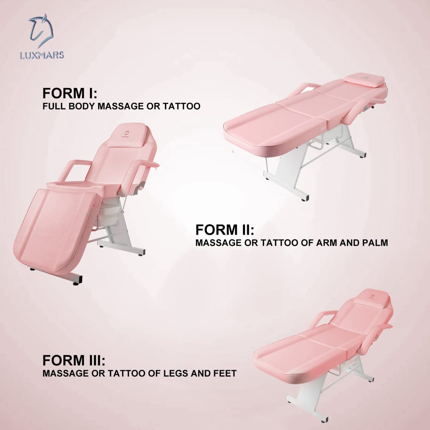 LUXMARS Facial Chair, Tattoo/Salon Bed with Hydraulic Stool for Professional Massage Facial Lash Beauty Treatment Spa