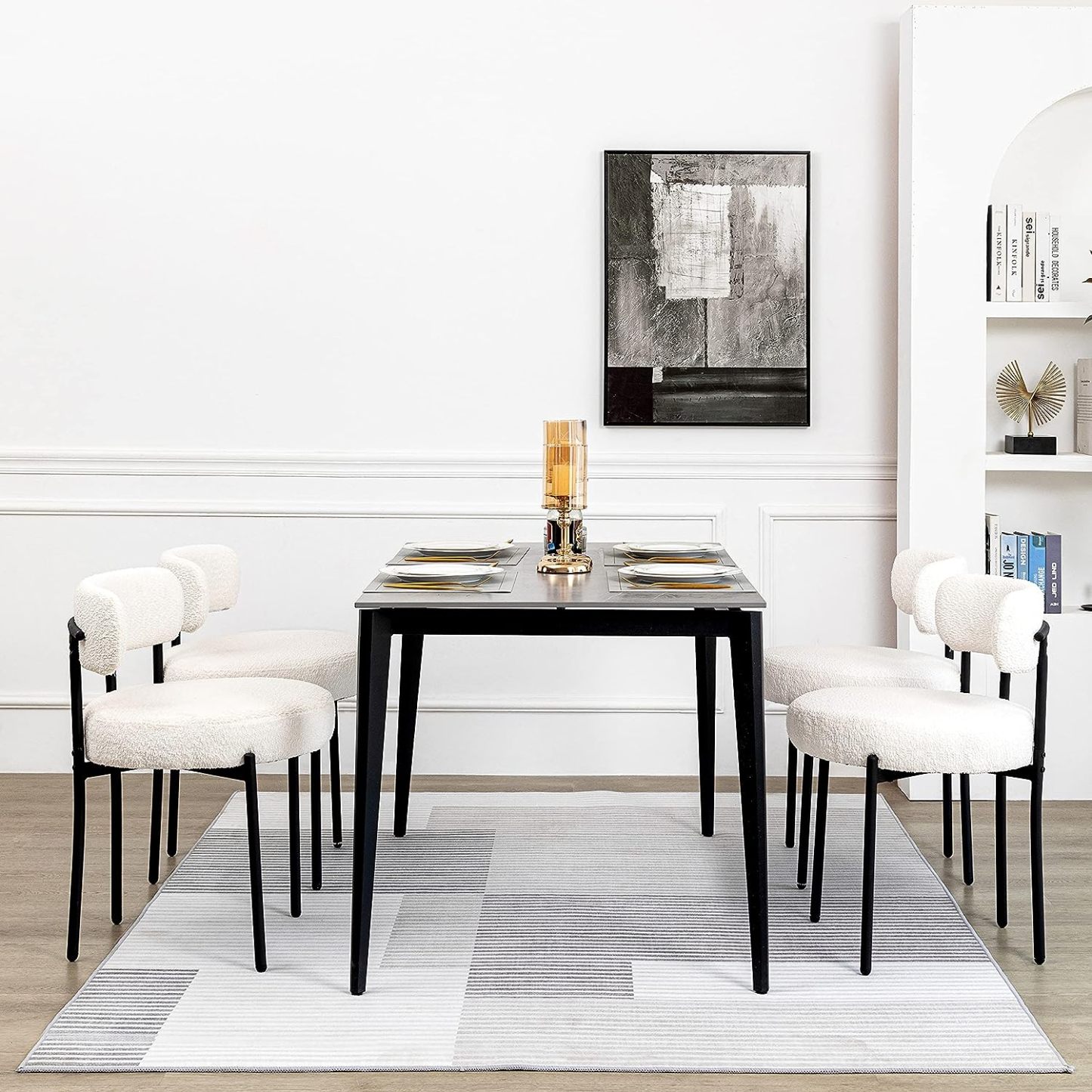 DYHOME White Dining Chairs Set of 4, Mid-Century Modern Dining Chairs, Kitchen Dining Room Chairs