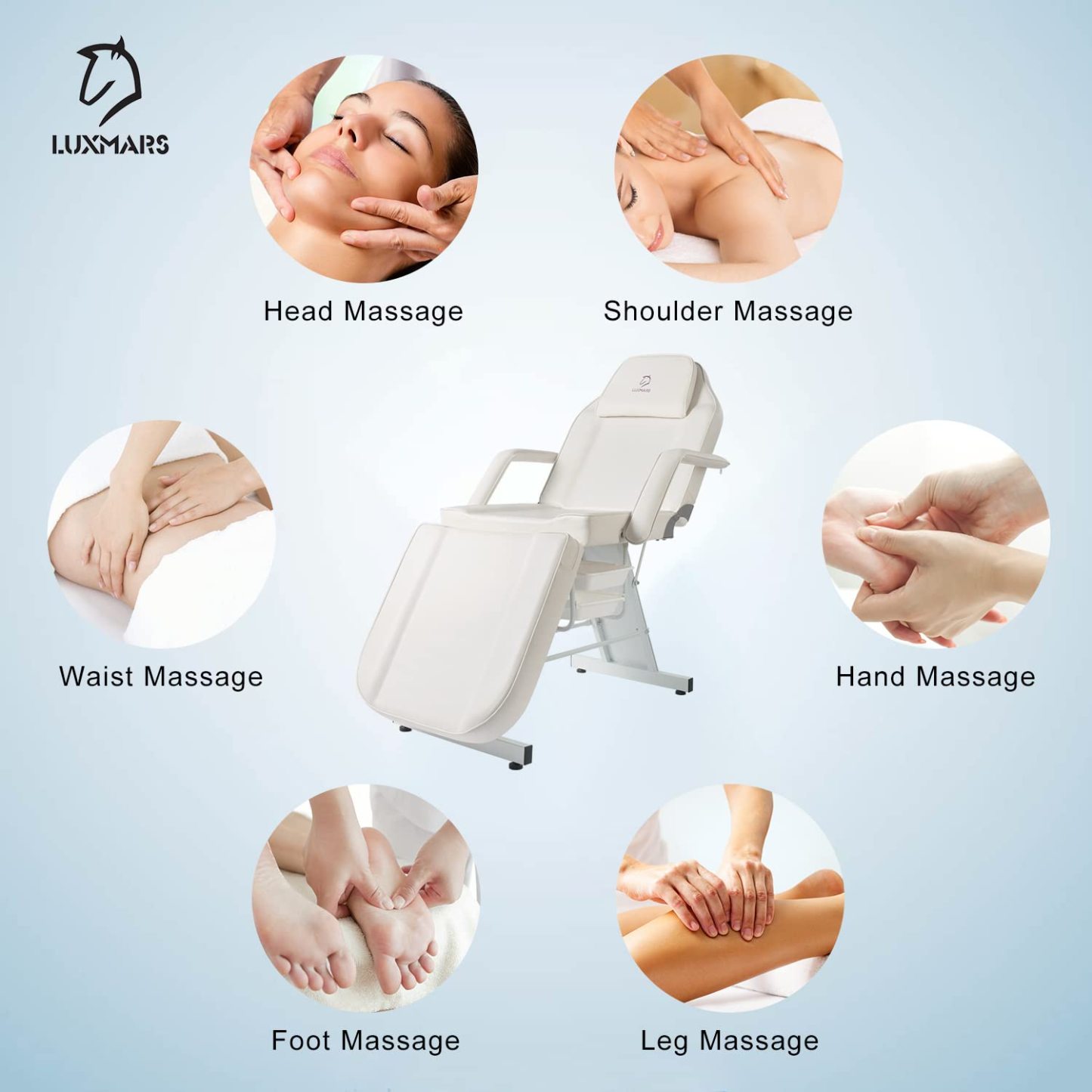 LUXMARS Facial Chair, Tattoo/Salon Bed with Hydraulic Stool for Professional Massage Facial Lash Beauty Treatment Spa
