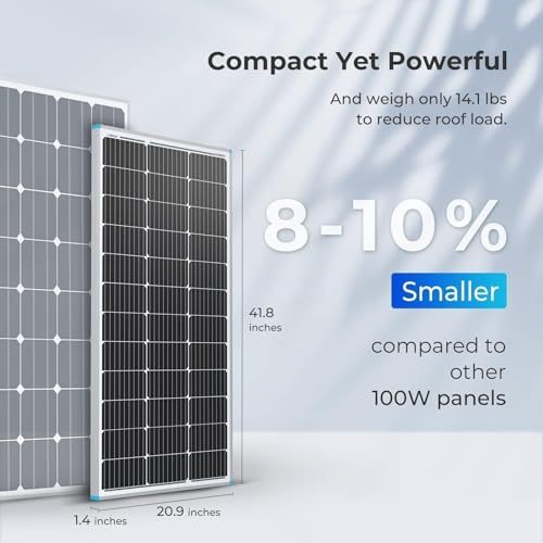Renogy 2PCS Solar Panels 100 Watt 12 Volt, High-Efficiency Monocrystalline PV Module Power Charger