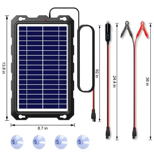 Upgraded 7.5W-Solar-Battery-Trickle-Charger-Maintainer-12V Portable Waterproof Solar Panel Trickle Charging Kit