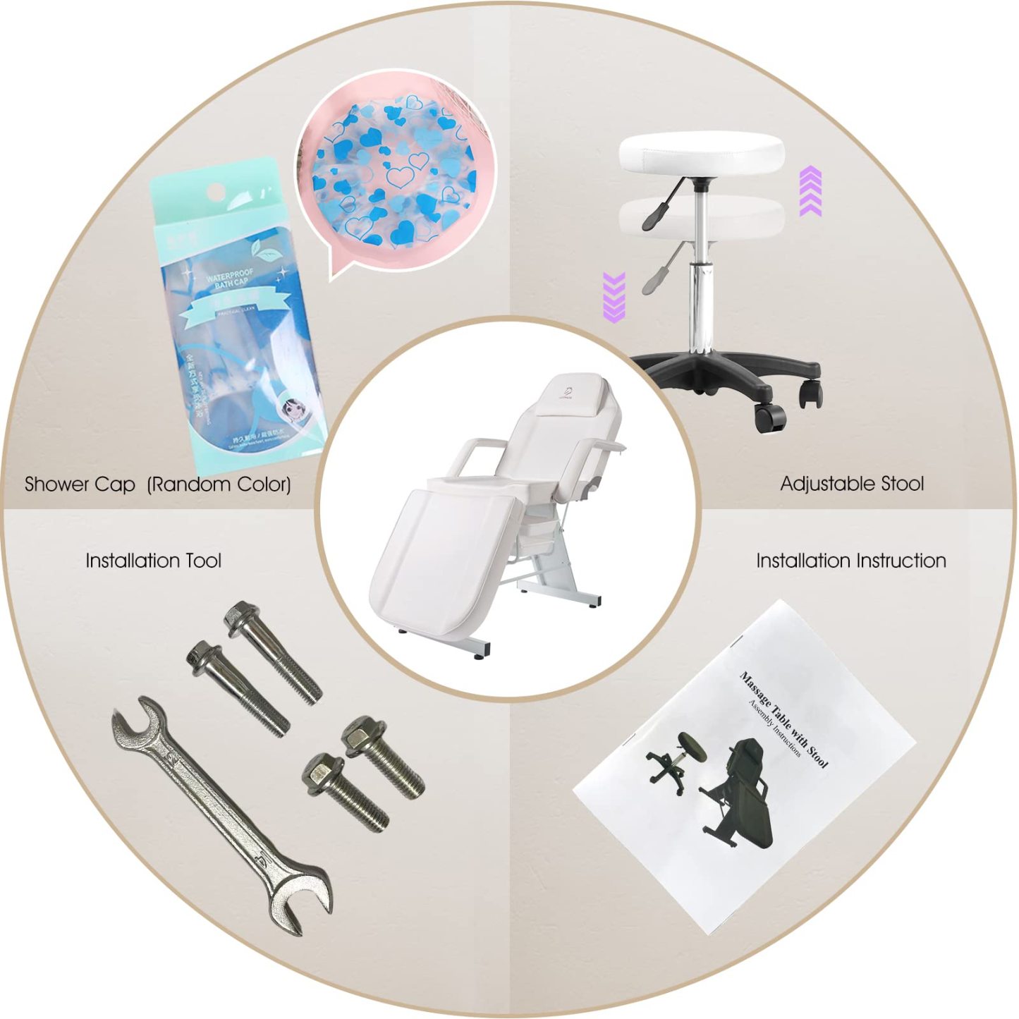 LUXMARS Facial Chair, Tattoo/Salon Bed with Hydraulic Stool for Professional Massage Facial Lash Beauty Treatment Spa