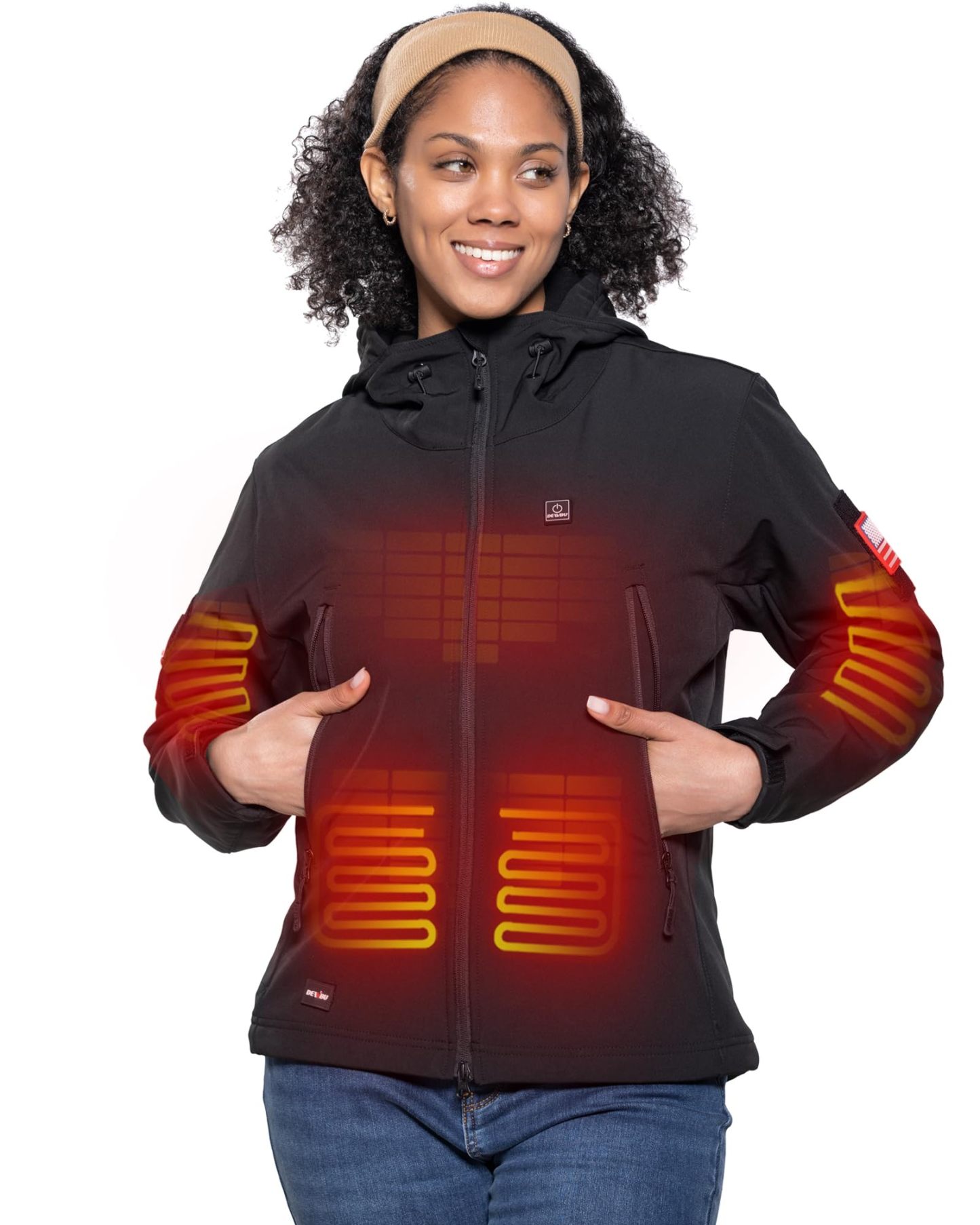 DEWBU Heated Jacket for Women with 12V Battery Pack Winter Outdoor, S