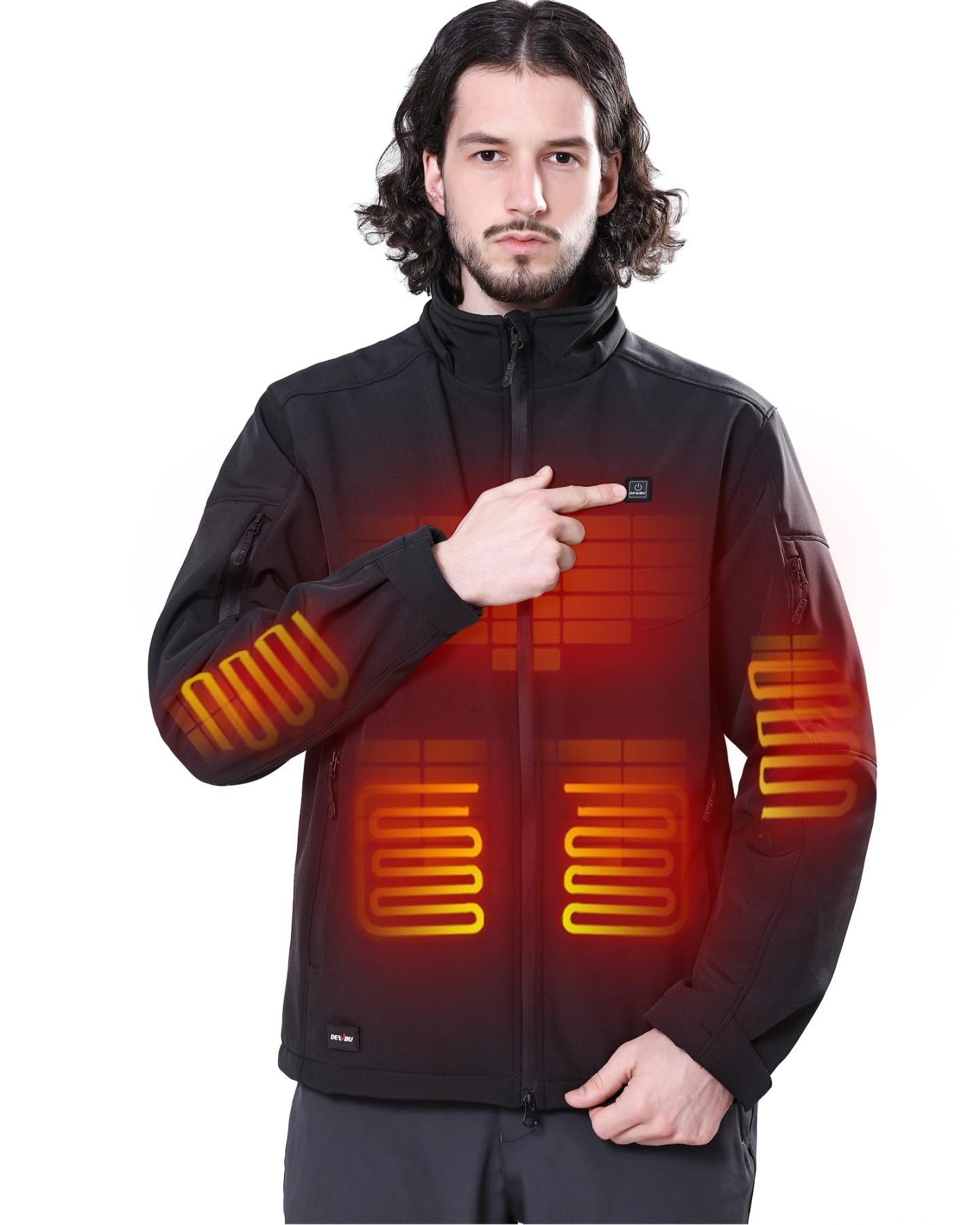 DEWBU Soft Shell Heated Jacket for Men with 12V Battery Pack, L