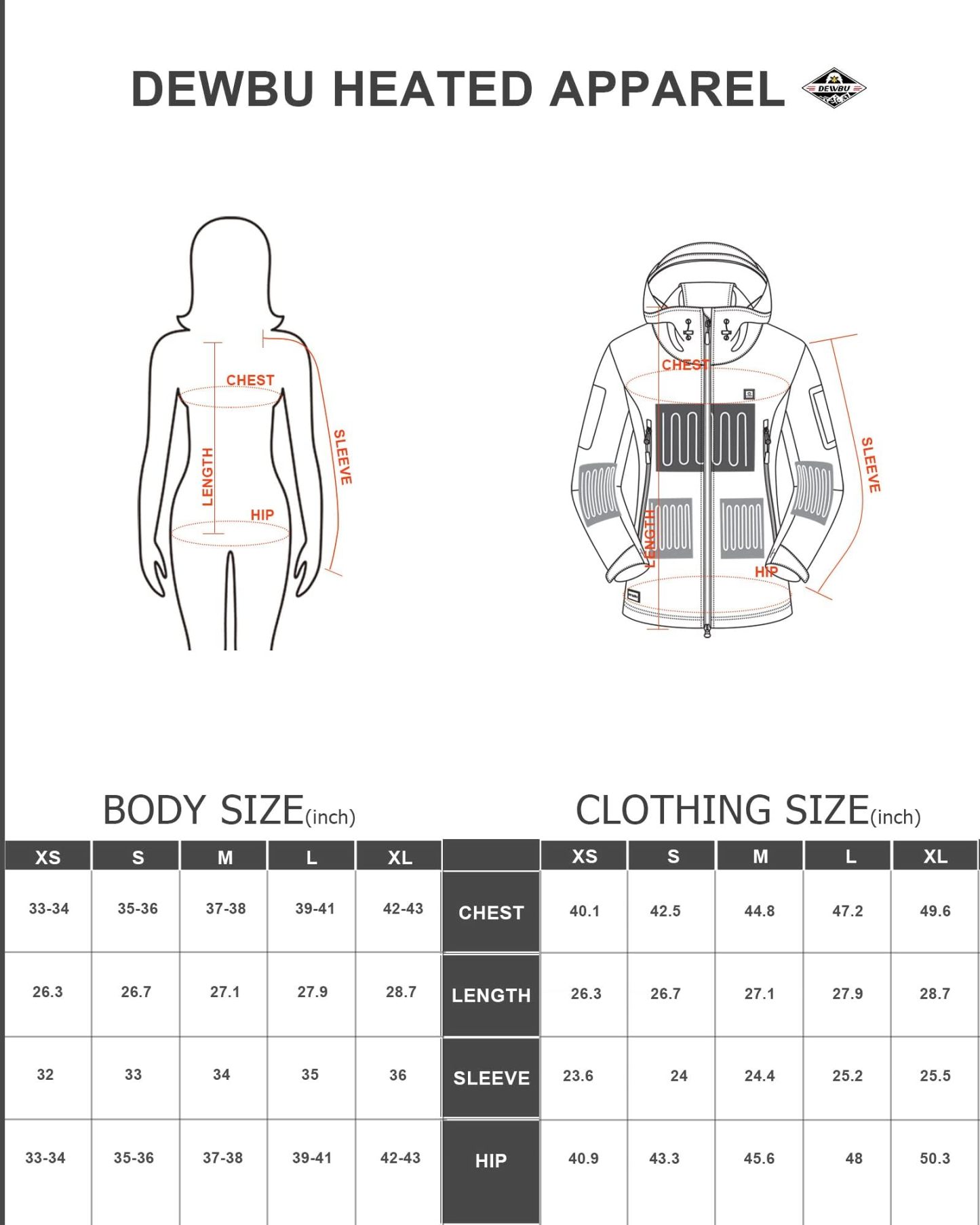 DEWBU Heated Jacket for Women with 12V Battery Pack Winter Outdoor, S