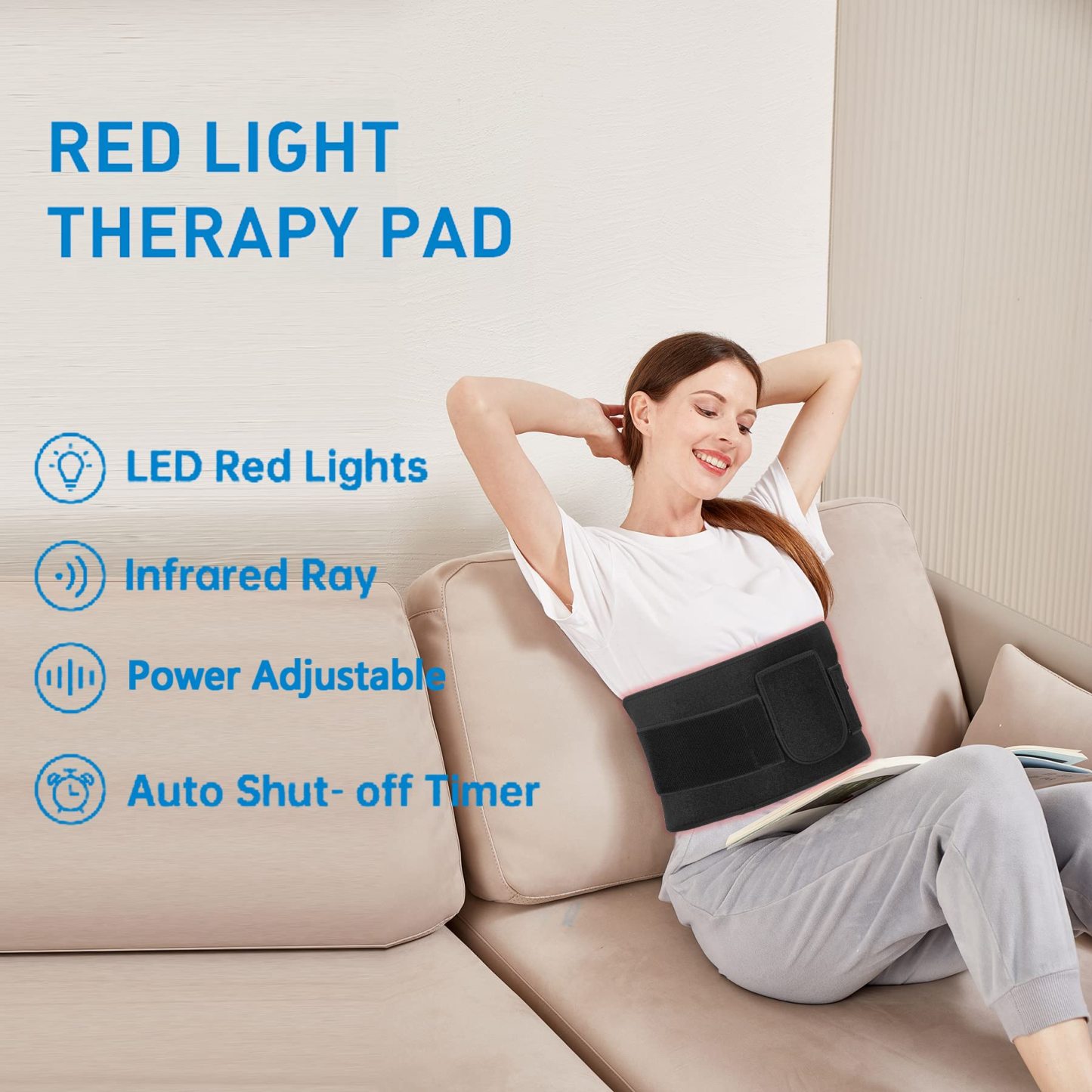 Infrared Red Light Therapy Belt Device for Body Pain Waist, Wearable Device Deep Therapy wrap with Timer for Women Best Gift