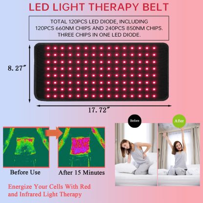 Infrared Red Light Therapy Belt Device for Body Pain Waist, Wearable Device Deep Therapy wrap with Timer for Women Best Gift