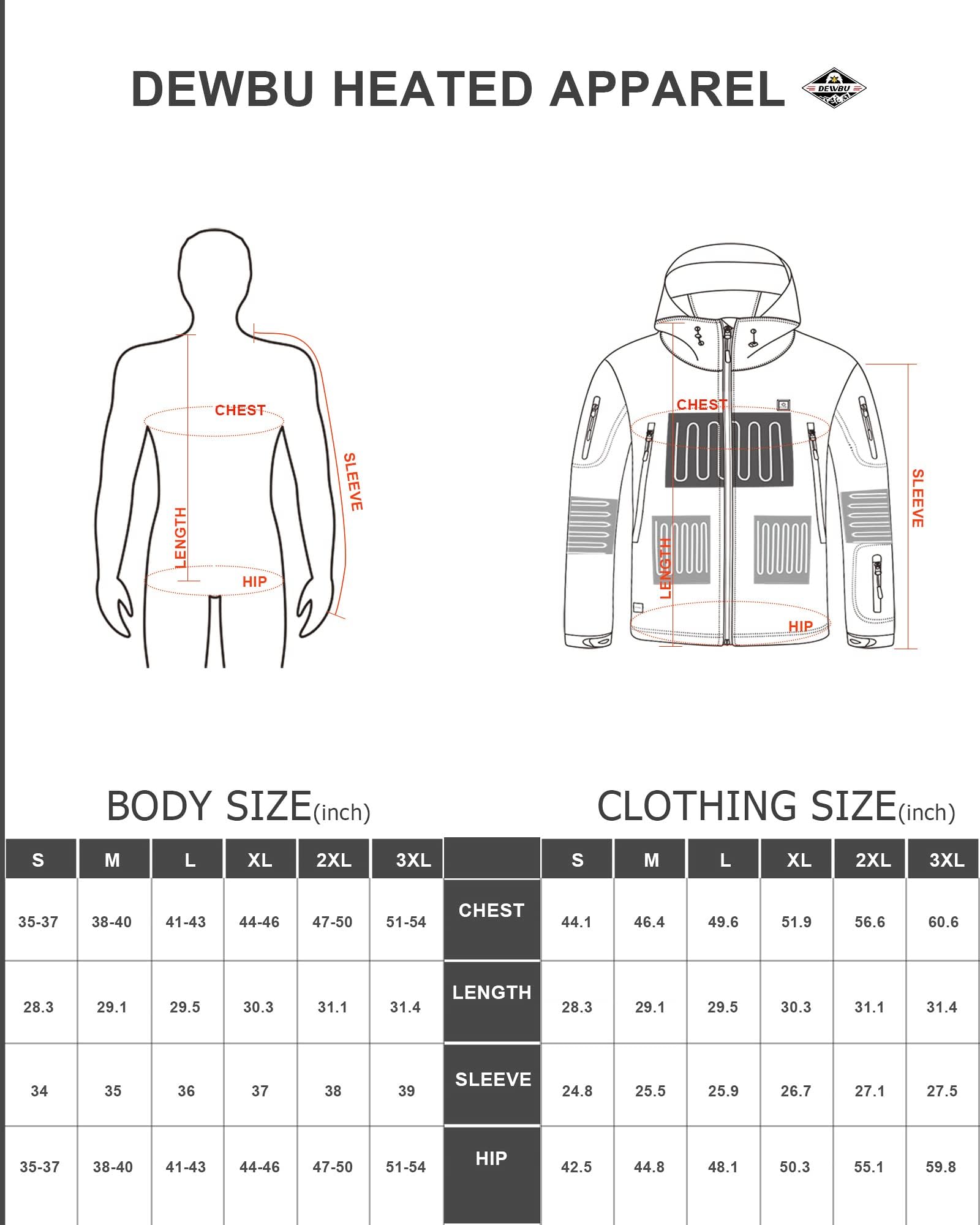DEWBU Heated Jacket for Men with 12V Battery Pack Winter Outdoor Soft Shell Electric Heating Coat, XL