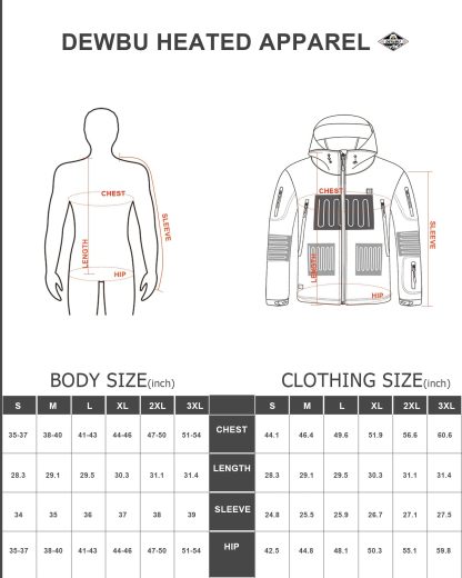 DEWBU Heated Jacket for Men with 12V Battery Pack Winter Outdoor Soft Shell Electric Heating Coat, XL