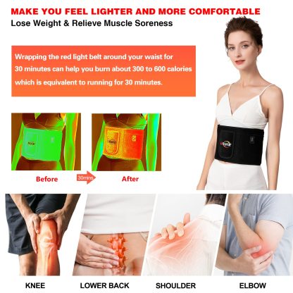 USUIE Red Light Therapy Belt with Timer for Back Shoulder Waist Muscle Pain Relief with 10000 mAh Power Bank