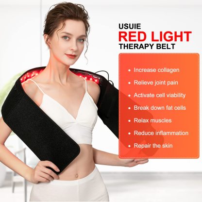 USUIE Red Light Therapy Belt with Timer for Back Shoulder Waist Muscle Pain Relief with 10000 mAh Power Bank