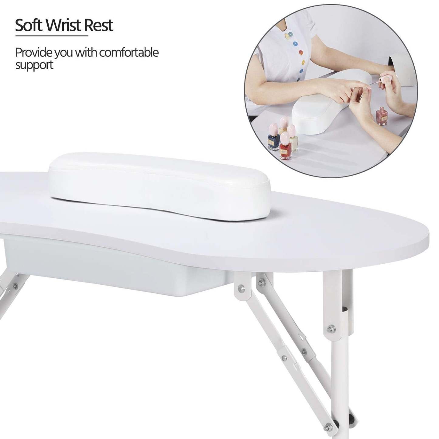 Yaheetech 37-inch Portable & Foldable Manicure Table Nail Desk Workstation