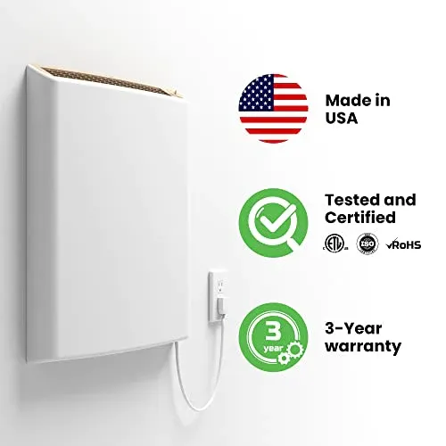 Envi Plug-in Electric Panel Wall Heaters for Indoor Use, Energy Efficient 24/7 Heating w/Safety Sensor Protection